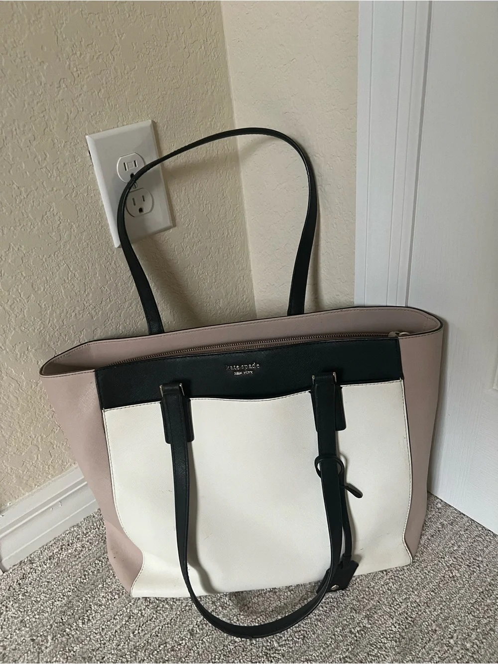 kate spade Tricolor Structured Tote — Blush, White & Black